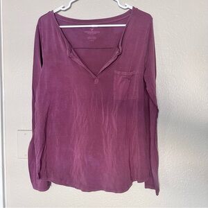 American Eagle Outfitters Women's Mauve Long Sleeve Blouse Size Large